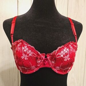 Red Lace Bra Floral Secret Treasures Bra 34B